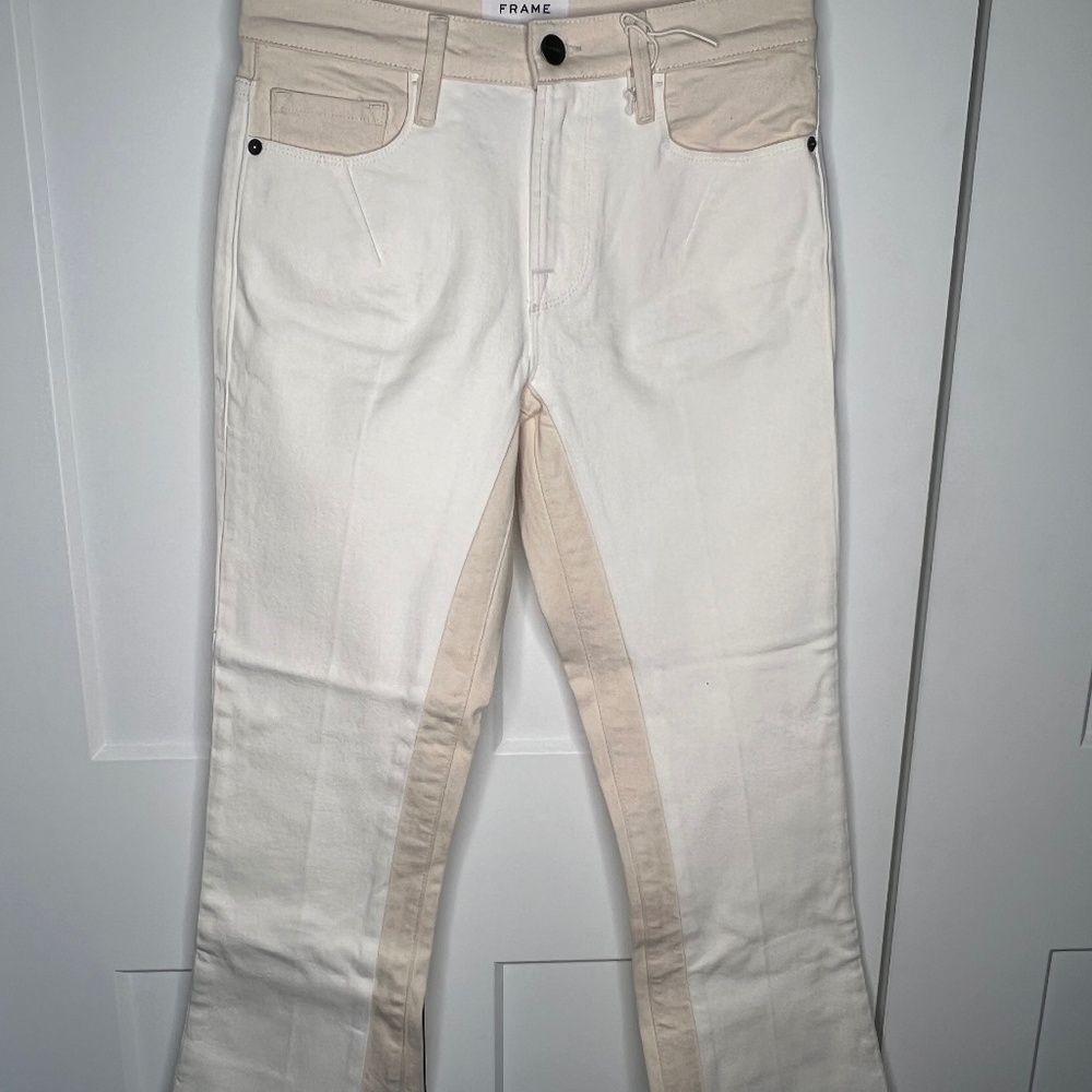 FRAME Le Crop Mini Boot Mid Rise Two Tone Jeans Women's Size 25 NWT